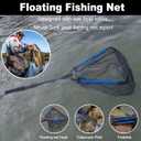 PLUSINNO Fishing Net Fish Floating Landing Net, Kayak Nets with Fixed Foldable Telescopic Pole Handle, Bass Trout Fishing Nets with Nylon Mesh for Pond Lake River, Fishing Gear Gifts for Men Anglers, 0.9M