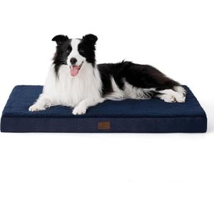 Bedsure Dog Beds Large Sized Dog - Comfy Flat Pet Beds with Removable Washable Cover, Orthopedic Egg Crate Foam Puppy Mat, Suitable for Pet Up to 65 lbs