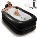 Portable Bathtub for Adults - Ice Bath & Hot Tub for Athletes Recovery, Home SPA - Large Inflatable Bathtub 62.2x37.4x17.72in, Includes Pump, Easy Inflate & Drain (dark grey)
