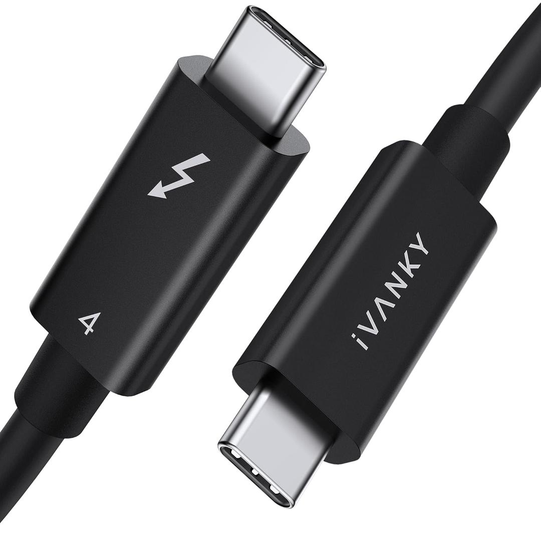 IVANKY Intel Certified Thunderbolt 4 Cable 4.9FT, Support 40Gbps/240W Charging/8K Display, Compatible with USB4, Thunderbolt 3 Cable, Flexible USB C to USB C Cord for iPhone 16/15, MacBook - 4.9FT
