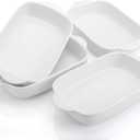 Foraineam 4 Pieces Bakeware Set, White Porcelain Baking Dish Bowl, 7.5 x 5 inch Rectangular Baking Pans for Cooking, Banquet and Daily Use