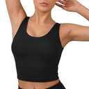 Nirlon U Tank Sports Bra for Women – Scoop Neck Workout Top with Built-in Cups – Ideal for Yoga, Gym & All-Day Comfort Wear (Black, 10)