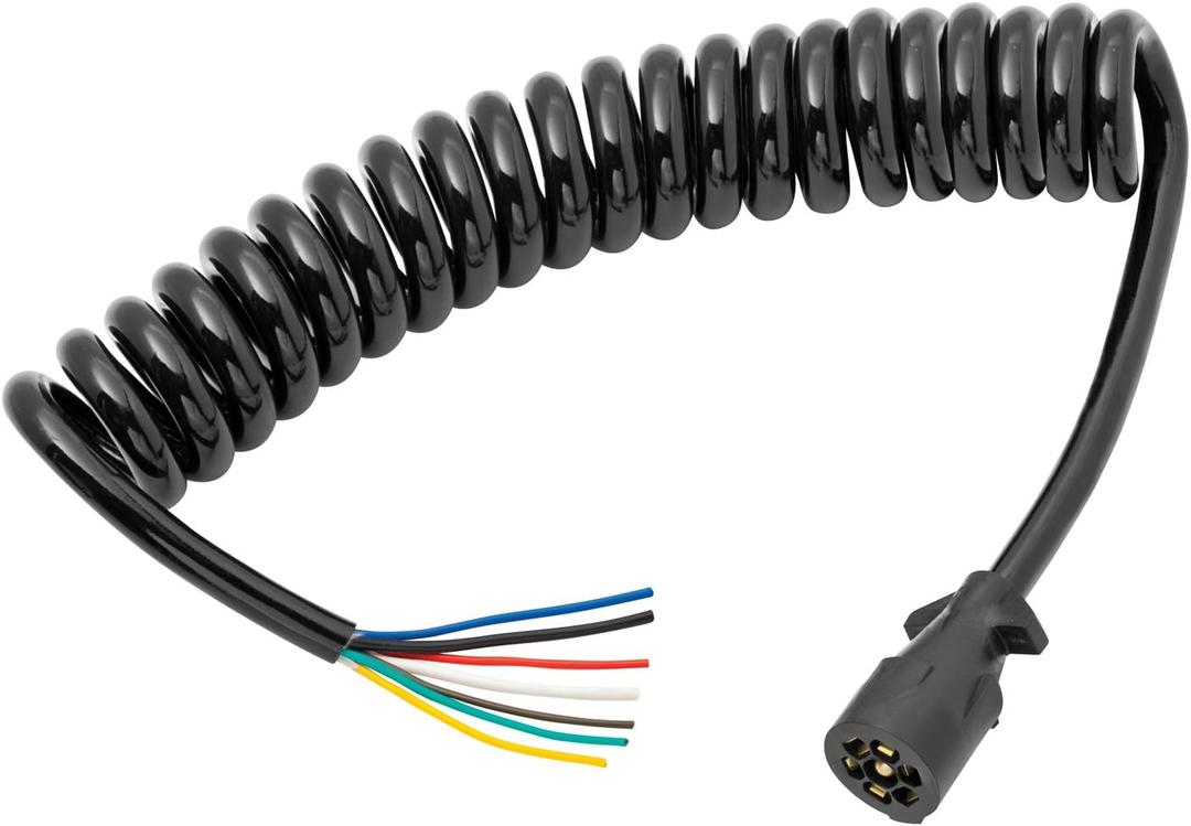 Bargman 54006-046 Connector (Coiled 7-Way Molded Trailer End - 12')