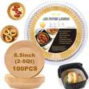 Ailun Air Fryer Paper Liners 6.5inch, 100PCS Non-Stick Parchment Paper,Oil Resistant,Disposable Food Grade Free of Bleach Paper Round for 2-5 QT Air Fryer Baking Roasting Microwave (Brown)