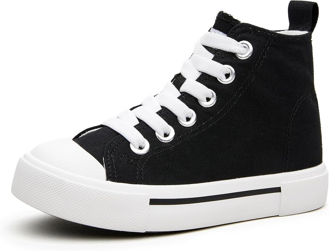 Kids High Tops Sneakers Toddler Canvas Walking Shoes with Hook and Loop for Boys and Girls