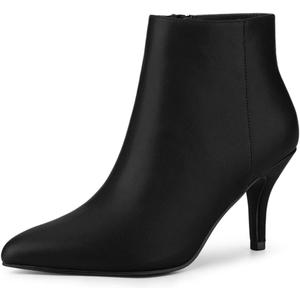 Allegra K Women's Pointed Toe Zipper Stiletto Heel Ankle Boots (5.5)
