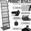 AmazingSpark Brochure Display Stand 5-Tier Foldable Magazine Rack Portable Double A4 Size Literature Brochure Holder Magazine Rack Metal 10 Pockets with Carrying Bag for Trade Show Exhibition Office