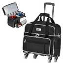 CAB55 2 Ball Bowling Bag with 4 Wheels, Double Bowling Ball Bag with Separate Shoe Compartment, (Up To US Men Size 16), and Multiple Multifunctional Accessory Pockets (Black)