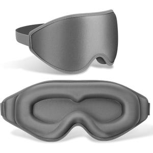 FlyCoco 99% Fully Block Out Light Eye Sleep Mask, 3D Deep Contoured Eyes Cover Zero Pressure, Long Lash Extension Eyes Mask with Adjustable Straps for Sleeping Travel Home Nap Rest Women Men (Grey)