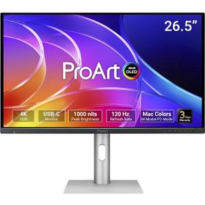 ASUS ProArt Display 27" 4K OLED USB-C Professional Monitor (PA279CDV) – QD-OLED, 120Hz, HDR10, 99% DCI-P3, ΔE < 1.5, Calman Verified, USB-C (96W PD), AutoKVM, Ergonomic Stand, Mac