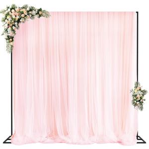 Fomcet 10FT x 10FT Backdrop Stand Heavy Duty with Base, Black Portable Adjustable Pipe and Drape Backdrop Stand Kit, Square Metal Arch Party Frame for Wedding Birthday Parties Banquet Decorations