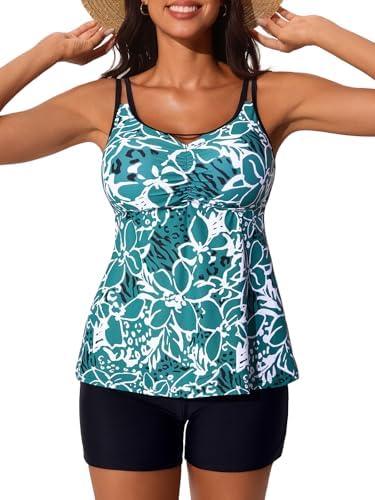 Summer Mae Womens Tankini Swimsuits 2025 Two Piece Bathing Suits Tummy Control Ruched Swim Suits with Shorts 12