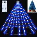 Christmas Tree Lights White and Blue Christmas Lights Outdoor Indoor 400Led 10 Lines with 8 Lighting Modes, Timer and Remote Control, Fairy Lights for Wedding Home Party 6Ft - 9Ft Xmas Tree Decoration