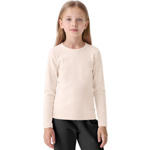 Resinta Girls Basic Long Sleeve Crew Neck Top Kids Layering Tees Casual Soft Solid Pullover T-Shirts 2-14 Years (Beige)