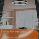 Ceiling Fans with Lights and Remote, 20 Inch Low Profile Ceiling Fan, Upgrade 7-Blade Flush Mount LED Fan Light, 3000K-6500K Dimmable Modern Fandelier Ceiling Fans for Bedroom, Black