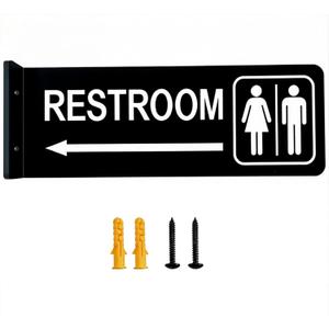 Commercial Double-Sided Restroom Sign – Restroom Sign With Arrow – Wall-Mounted Restroom Sign For Hallways And Corridors – Made From Premium Durable Frosted Acrylic Material, Ink Printed, Long-Lasting, Easy To Install, Suitable For Indoor/Outdoor Use (12)
