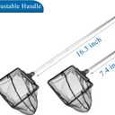 Aquarium Fish Net 10.8"x16.3" Rectangular Fish Net with 5.5"-16.3" Handle | Fine Mesh Nylon Fish Tank Accessory with Extendable Telescopic Plastic Handle