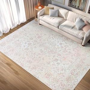 Auemtyn 8'x10' Washable Area Rug - Modern Abstract Large Carpet for Living Room, Bedroom & Dining Room, Stain Resistant, Soft, Non-Slip, Machine Washable, 
Beige