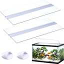 Sawysine 2 Set Aquarium Glass Canopy 19.33" x 9.65" x 0.12" Aquarium Fish Tank Lid 10 Gallon Canopy Cover with Center Brace for Fish, Clear