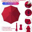 9ft Patio Umbrella Replacement Canopy Only,Outdoor Table Market Yard Umbrella Top for Outdoor Umbrella Canopy with 8 Ribs (Red)