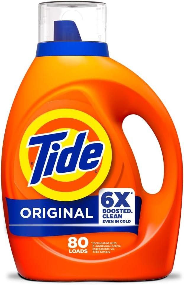 Tide Laundry Detergent Liquid, Original Scent, 80 Loads, 100 FL OZ, Works on 100% of Common Stains, Laundry Soap, Liquid Laundry Detergent