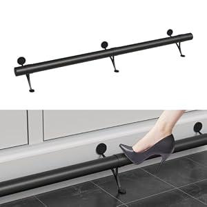 Bar Foot Rail Kit 4ft - Stainless Steel Complete Floor Standing Bar Foot Rest - Matte Black Foot Rail System with Tubing, Wall Brackets, End Caps & Internal Connector