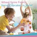 Zoie + Chloe Ferris Wheel Cupcake Stand - Decorative Cupcake Holder for Parties - Spinning Display for Serving Pastry, Treats & Desserts - Easy-to-Clean, Fits 8 Small Cupcakes - 14x4x17, Sky Blue