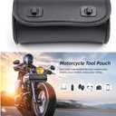 evomosa Motorcycle Fork Bag PU Leather Bike Handlebar Tool Bag Sissy Bar Roll Storage Bag - Small (Black)