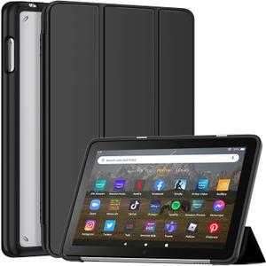 Fire HD 8 Tablet Case(12th/10th Generation,2024/2022/2020 Release),Soft TPU Cover Multi-Angle Stand Slim Smart Shell with Auto Wake/Sleep for Fire HD 8 & HD 8 Plus, Not fit Nokia iPad 8" Tablet- Black