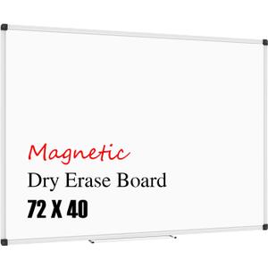 XBoard Magnetic Whiteboard 72 x 40 Inch, Large Dry Erase White Board for Wall with Marker Tray 6' x 3' | Aluminum Frame Message Presentation Board