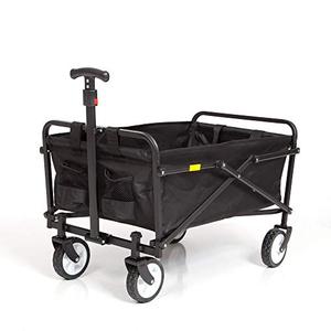 Seina Heavy Duty Collapsible Folding Powder Coated Steel Frame Compact Outdoor Garden Camping Utility Wagon with 150 Pound Load Capacity, Black