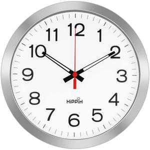 Yoobure 12" Silent Quartz Decorative Wall Clock Non-Ticking Digital Plastic Battery Operated Round Easy to Read Home/Office/School Black Clock