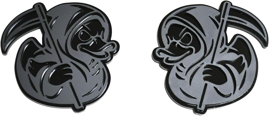 Pair Custom Angry Reaper Rubber Duck Decal Sticker 3D Badges Emblem Fit for Car Truck Motorcycles Side Rear Styling New (Black)