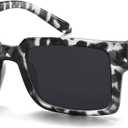 2 x IOHLNG Retro Vintage Sunglasses for Women Men Trendy Rectangle Sun Glasses UV Protection (Black Tortoise Shell Frames + Grey Lens)