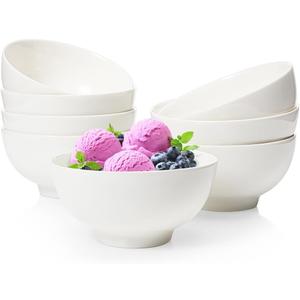 AISBUGUR Dessert Bowls Set of 8,10 OZ Ceramic Small Bowls for Kitchen,4.5 "White Ice Cream Bowls for Side Dishes,Rice,Cereal,Snack, Oatmeal,Fruit, Soup,Cereal Bowls for Dishwasher & Microwave Safe