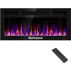 36 Inch Electric Fireplace Recessed and Wall Mounted, Fireplace Heater and Linear Fireplace, Ultra-Thin Electric Fireplace, Low Noise, with Timer, Remote Control, Adjustable 12 Flame Color, 750/1500W