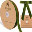 Olive Green Velvet Ribbon 5/8'' 25 Yards for Christmas Tree, Gift Wrapping, Flower Bouquet, Wreath Decorations, Bow Making (0.625 x 900 in)