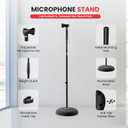 Pyle Universal Microphone Stand - Handheld Mic Compatible, Heavy Compact Base, Lightweight & Compact Design, 2.8 to 5 Ft Height Adjustable Clamp, Pivot Angle Clip, Home/Studio Use (Pair)