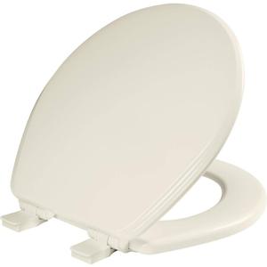 Bemis Ashland Modern Wood Toilet Seat with Decorative Edge, Slow Close, Secure Hinges, Made in USA, Round, Biscuit
