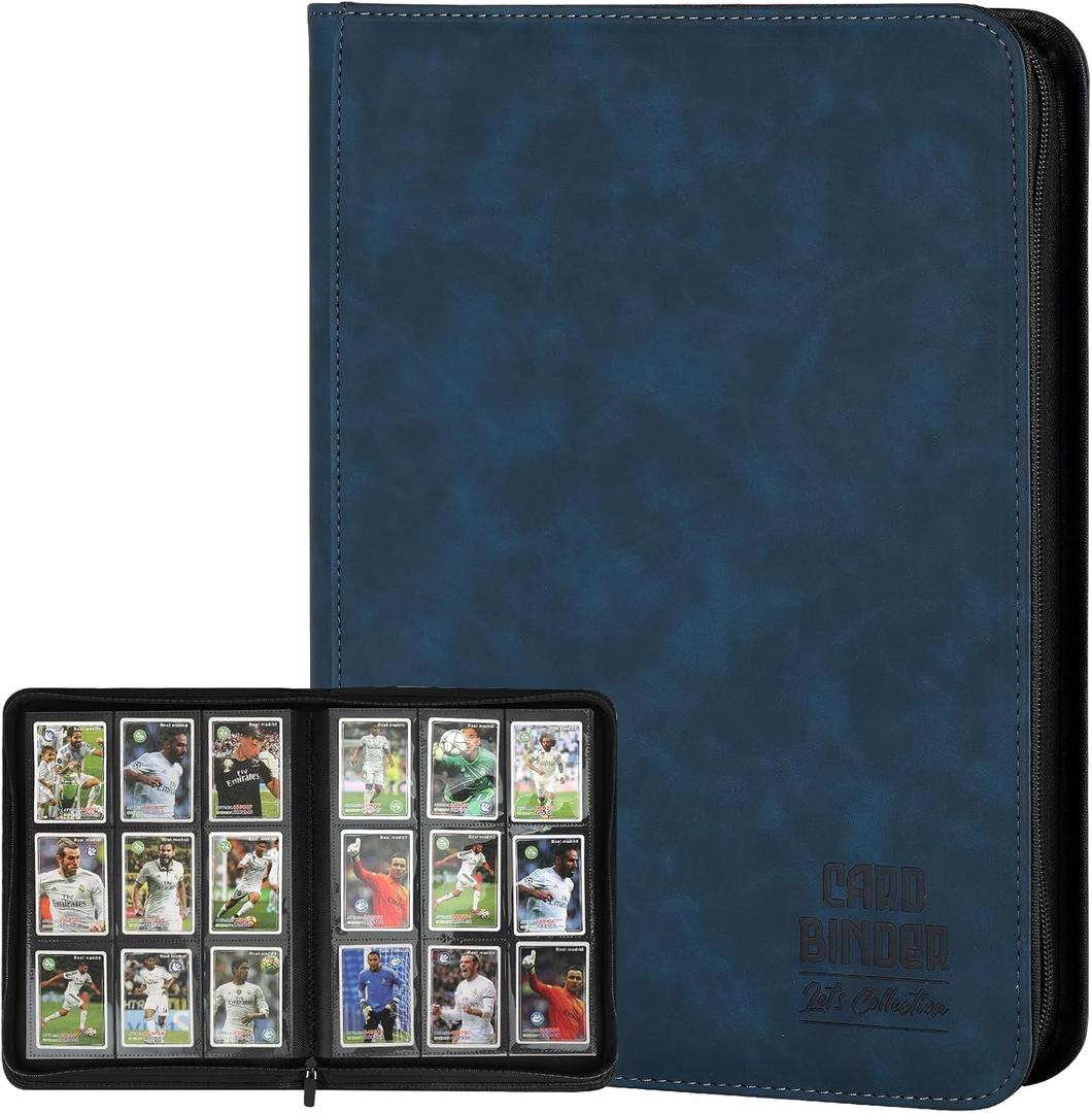 Trading Card Binder, Premium 9 Pocket Double Sided 540 Pocket PU Card Collection Binder, Collectible Trading Card Albums for MTG, TCG, Sport Card, Game Cards (Navy)