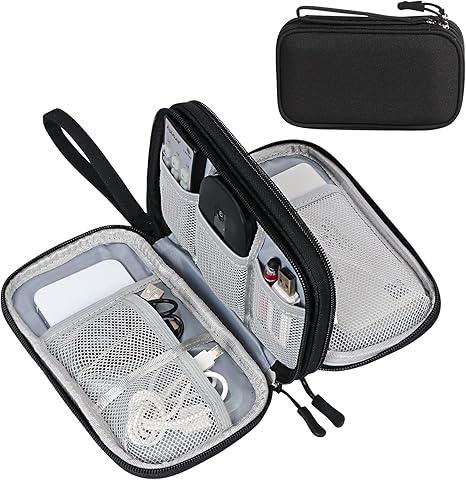 FYY Electronic Organizer, Travel Cable Organizer Bag Pouch Electronic Accessories Carry Case Portable Waterproof Double Layers Storage Bag for Cable, Cord, Charger, Phone, Earphone, Black