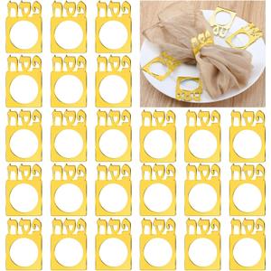 24 Pcs Passover Napkin Rings for the Pesach Seder, Mirrored Napkin Holders Acrylic Serviette Holder for Jewish Passover Table Decoration(Gold)
