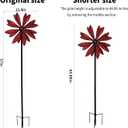 Wind Spinners Outdoor Metal, Double-Sided 360 Kinetic Wind Spinner with Stake, Metal Garden Yard Windmill Decor (13.4" Dia, 57" H) (Red Leaf)