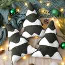 Vicenpal 3 Pcs Christmas Tree Throw Pillows Decorative Green and White Xmas Tree Shaped Pillows Christmas Plush Decor for Winter Holiday Party Outdoor Bedroom Cushion Decoration