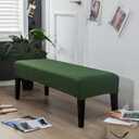 Rectangle Bench Covers, Removable Dining Chair Cover, Soft Fit Universal Stretch Bench Chair Slipcovers, Anti-Dust Washable Jacquard Seat Protector for Bedroom, Living Room, Kitchen(Plaid Olive Green)