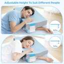 Side Sleeper Pillow with Arm Hole, Adjustable Shoulder Pillow for Side Sleepers, Memory Foam Pillows Provides Support & Reduces Arn Pressure, Cooling Nylon arm piliows, Cuff Pain Relief, Blue, 23.6*15.7*6.5in