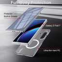 for Samsung Galaxy Z Fold 7 Case with Hinge Protection & Tempered Glass Screen Protector, Magnetic Shockproof Full Body Phone Case (Clear)