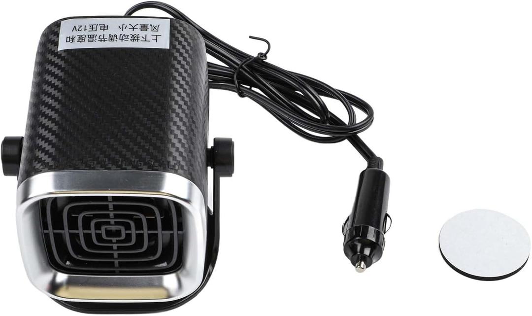 Square Portable Car Heater Fan 12V 100W or 24V 150W with Windscreen Defogger,Fireproof Material for Small Vehicles or Large Trucks(Black-12v)