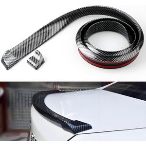 Car Rear Spoiler, 59" Long 1.38" Wide Carbon Fiber Spoiler Universal Trunk Spoiler Self-Adhesive Installation Car Decorations Strip for Most Cars