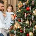 VOSAREA Christmas Nutcracker Ornaments Hanging Soldier Nutcracker Wooden Nutcracker Pendants Glittering Powder Nutcracker Figures Ornament for Party Store Home (White Gold)